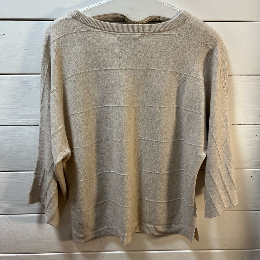 PART TWO • Beige Wool Knit Sweater with ¾ Sleeves • Size S - Picture 5 of 9